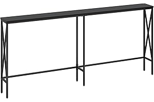 Masupu 70.9" Console Table, Modern Narrow Long Sofa Table Behind Couch, Skinny Entry Table, Industrial Sofa Table with Metal Frame for Hallway, Living Room, Classic Black…