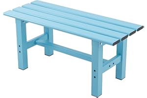 TECSPACE 35 Inches Aluminum Outdoor Weatherproof Bench Backless, 330 LBS Bearing Capacity Garden Porch Bench, Lake Blue