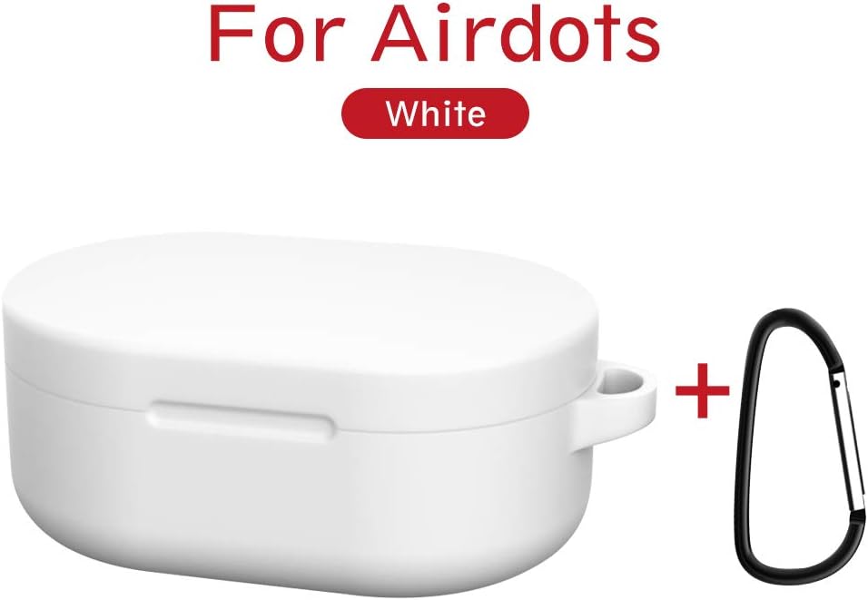 ASKCUT for Xiaomi Redmi AirDots Charging Case, Silicone Case Cover Keychain for Redmi AirDots with Carabiner, Girls Boys Kids Women Gift Soft Full Protective Skin Cases