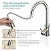 J-1006 Kitchen Bar Sink Brushed Nickel Single-Hole One Handle Pull Out and Down Two Dual Function Water Mode Sprayer Spout Touch On Faucet