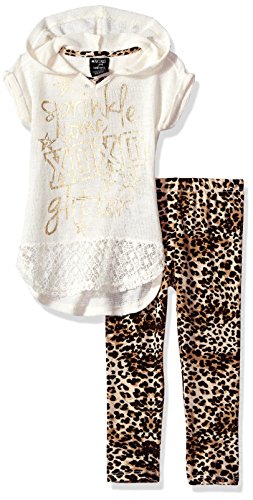 XOXO Big Girls  2 Piece Hooded Top and Printed Legging Set, Vanilla Drop, 7/8