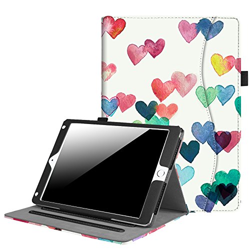 Fintie iPad 9.7 Inch 2017 / iPad Air 2 / iPad Air Case - [Corner Protection] Multi-Angle Viewing Folio Stand Cover w/ Pocket, Auto Wake / Sleep for Apple iPad 2017, iPad Air 1 2, Raining Hearts