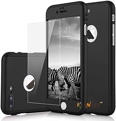 iPhone 7 Plus Case, Keenest 360° Luxury Full Body Protect Hard Slim Case Cover With Tempered Glass For Apple iPhone 7 Plus 5.5" (Black)