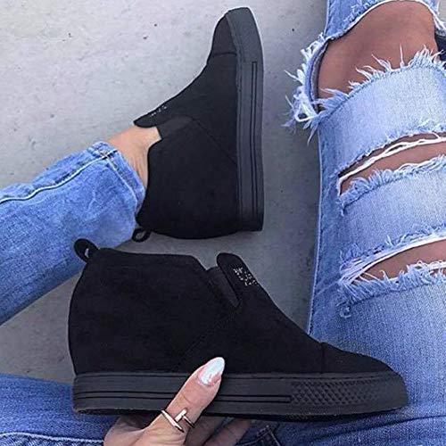 Teresamoon Women's Ladies Fashion Ankle Letter Increasing Wedges Shoes Short Boots