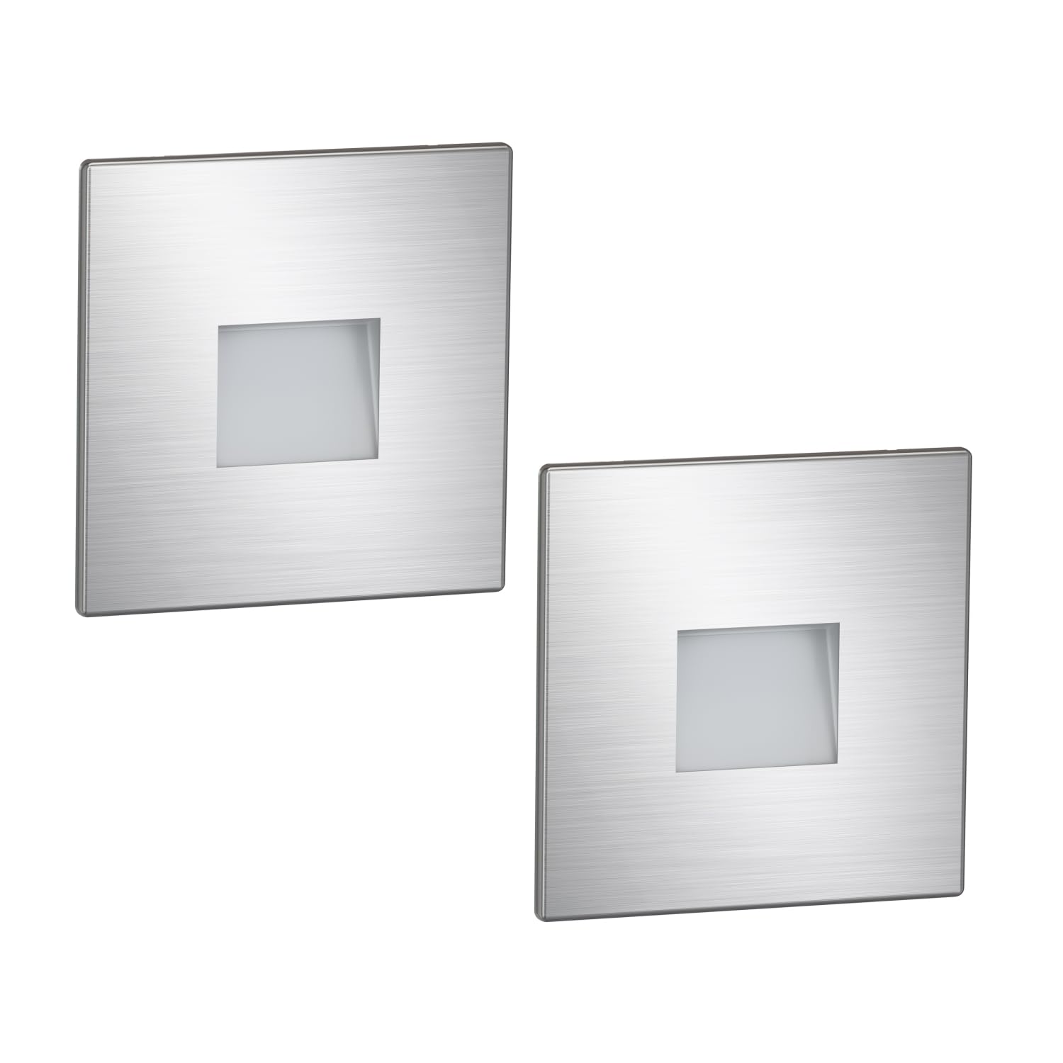 ledscom.de 2 LED Staircase Light/recessed wall Light FOW for Indoor and Outdoor, Downlight, Angular, Stainless Steel, 85 x 85mm, Warm White — image 1