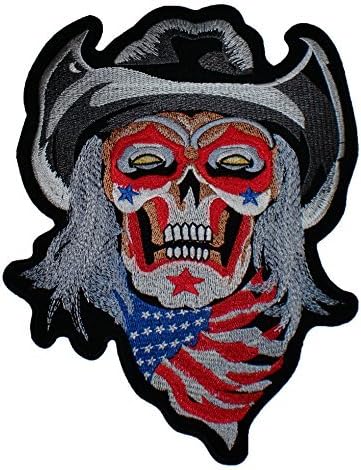 8x10" Skull Cowboy American West Biker Back Patch Xl