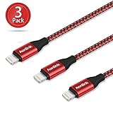 Lightning Cable,Aonlink iPhone Charger Cable 3Pack 3FT 6FT 10FT to USB Syncing and Fast Charging Cable Nylon Braided Cord for iPhoneX/8/8Plus/7/7 Plus/6/6 Plus/6s/6s Plus/5/5s and more(Red Black)