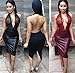 START 2016 Women Sexy Lace Deep V Halter Backless Bandage Cocktail Club Dress (US=8, Black )
