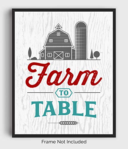 Rustic Farmhouse Kitchen Wall Art Signs - Set of 4-8x10 UNFRAMED Gray