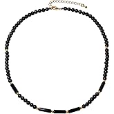 Jewever Simple Crystal Choker Necklace Reiki Column Tube Stone Beaded Necklaces for Women Protection Spiritual Jewelry Gifts