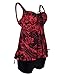 Hilor Womens Tummy Control Swimwear Plus Size Flowy Swimsuits with Shorts Vintage Two Piece Bathing Suits Red 16