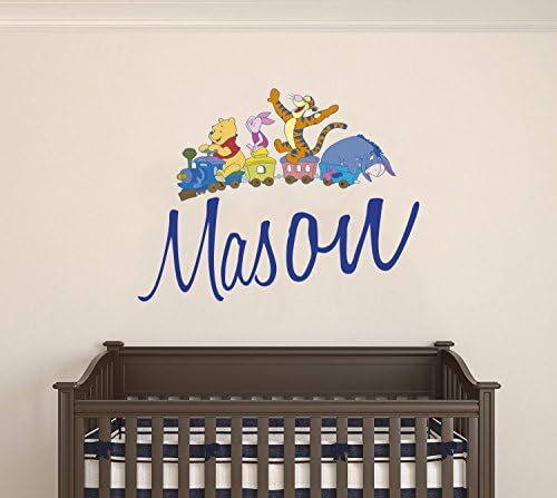 Teddy Bear and Pooh Friends Custom Name Wall Decal - Personalized Nursery Name -Wall Decal for Nursery Decoration playroom Decoration (Wide 20"x16" Height Inches)
