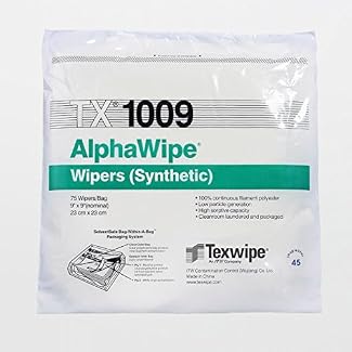 Texwipe TX1009 AlphaWipe Heavyweight Polyester Cleanroom Wiper, 9″ x 9″, White (Pack of 150)