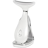 VRAIKO Lily Neck Face Massager, Skin Rejuvenation Beauty Massager, 3-in-1 at-Home Facial Spa Tool, Lifting, Toning and Tightening for a Radiant Appearance (Pearl White)