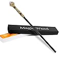 Bubbmi Witch Magic Wand with Crystal, Gemstone Wizard Halloween Christmas Cosplay Accessories Sorcerer Collection Witchcraft Props with Gift Box (Dark Purple 1)