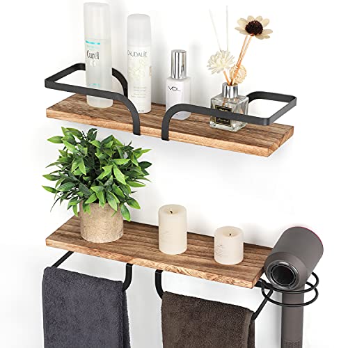 Lomivra Bathroom Organizer Shelves with Hair Dryer Holder&Towel Bar