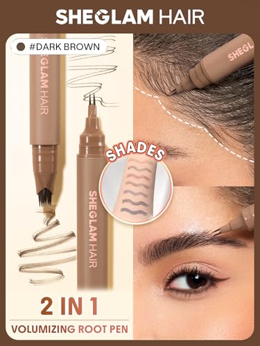 SHEGLAM HAIR 2-in-1 Volume Boost Multi-Use Hairline Pen, Waterproof & Long-Lasting, 0.1mm Fine Line, Multi-Use as Eyeliner, Hairline Filler, Brow Filler, Bottom Lashes Liner (Dark Brown)