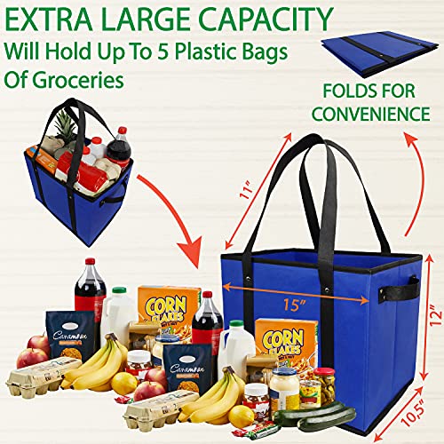 CLEVERFECT Reusable Grocery Box Bags. Large, Durable Heavy Duty Premium