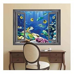 Open Window Creative Wall Decor - Underwater World - Wall Mural, Removable Sticker, Home Decor - 24x32 inches
