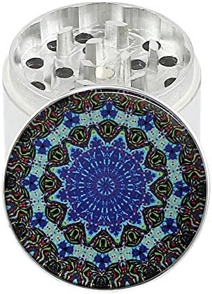 Mandala Tapestry - 2.0" 4 Layer Aluminum Herb Spice Grinder (with Pollen Screen) - Top Covered with Clear Doming