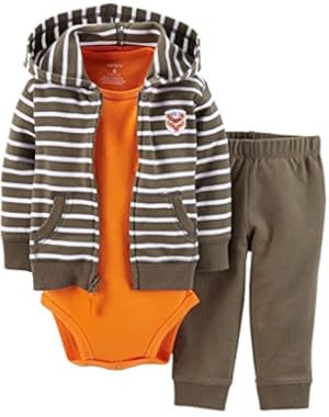 Baby Boys' 3 Piece Striped Hoodie Set (Baby) - Olive - 24 Months