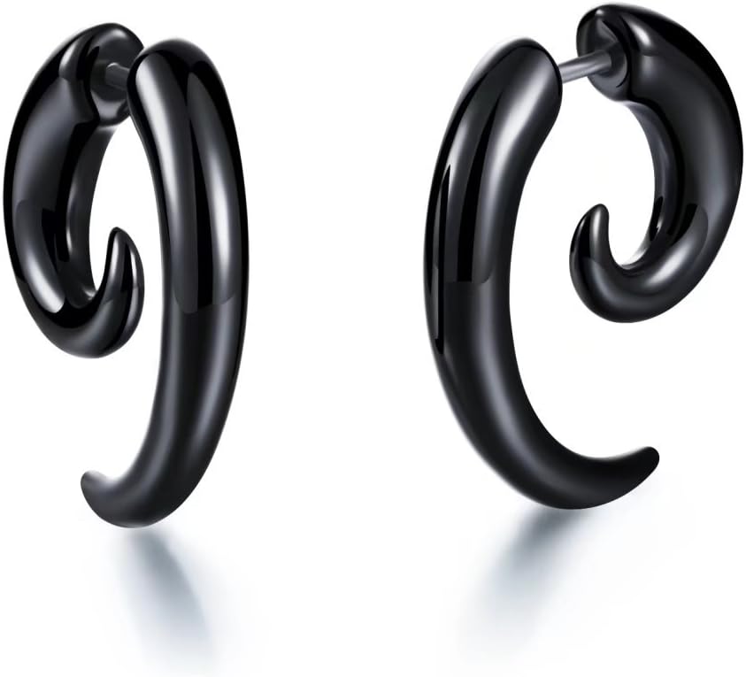 JASIT Mens Punk Acrylic Black Horn Claw Stud Earrings Cheater Fake Ear Plugs Gauges Illusion Tunnel