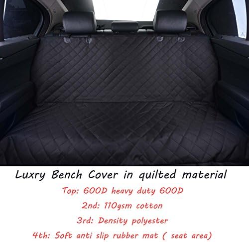 JIKAI dog hammock for back seat WaterProof &amp; Nonslip Rubber Backing with Anchors, Quilted, Padded, Durable Pet Seat Covers for Cars, Trucks &amp; SUVs, black 60x64