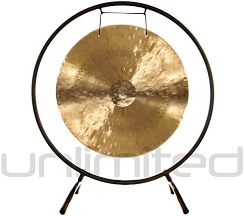 20" White Gong on the Holding Space Gong Stand