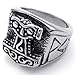 KONOV Massiness Vintage Stainless Steel Band Myth Thor's Hammer Ring, Size 11
