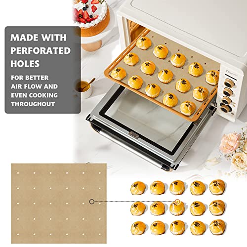 100 PCS Unbleached Parchment Paper, Perforated Square Liners for