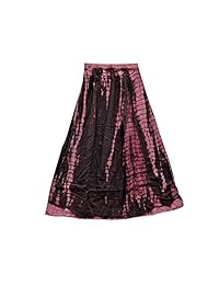 Mogul Womens Skirt Pink Brown Tie-Dye Hippie Cotton Chic Skirt