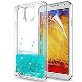Galaxy Note 3 Case, Note 3 Glitter Case with HD Screen Protector for Girls Women,LeYi Shiny Cute Design Moving Quicksand Liquid Clear TPU Protective Phone Case for Samsung Galaxy Note 3 ZX Turquoise
