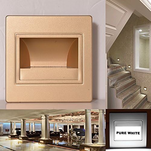 1/3/6/12X 1.5W Wall Plinth Recessed Stairs Step Hall Corner Light Footlight Gold (1, Pure White)