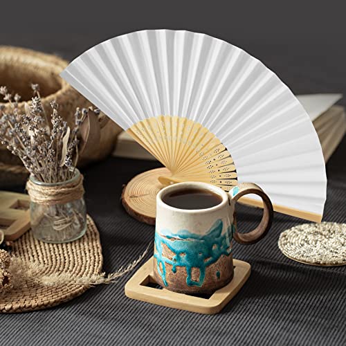 ZOOI Wedding Fans, Pack of 18 White Hand Fans, Wedding Decoration, Folding Fans, Guest Gift, Fecher, Summer Wedding, Wedding Decoration, Hand Fan, Asian Decoration for Birthday Party, Wedding, Wall Decoration