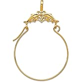 JewelryWeb 22mm 10k Solid Yellow Gold Double Dolphins Charm Holder Pendant Necklace Pendant for Women