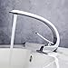 Charmingwater Modern Single Handle Bathroom Vanity Faucets, Single Hole Sink &Lavatory Mixer Tap, Single Lever with Deck Plate, Curved Chrome