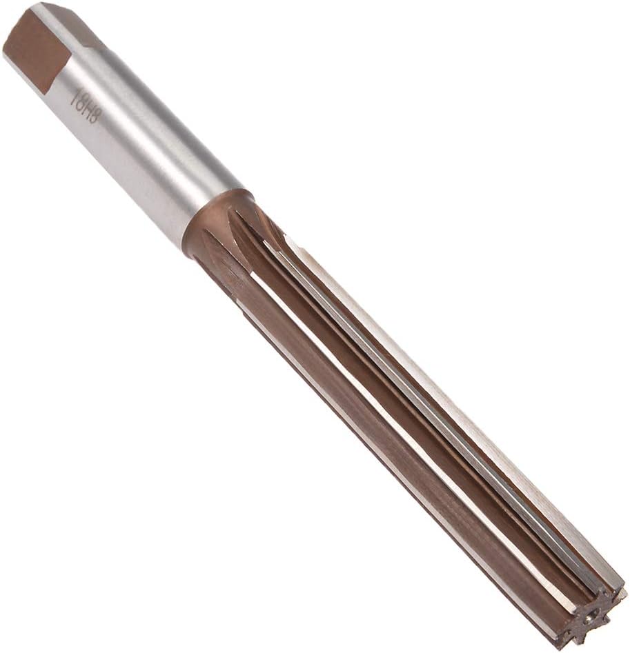 sourcing map Hand Reamer 18mm Alloy Tool Steel H8 8 Straight Flutes Hand Milling Cutter Tool Metric Reaming Drill Bit for Metal