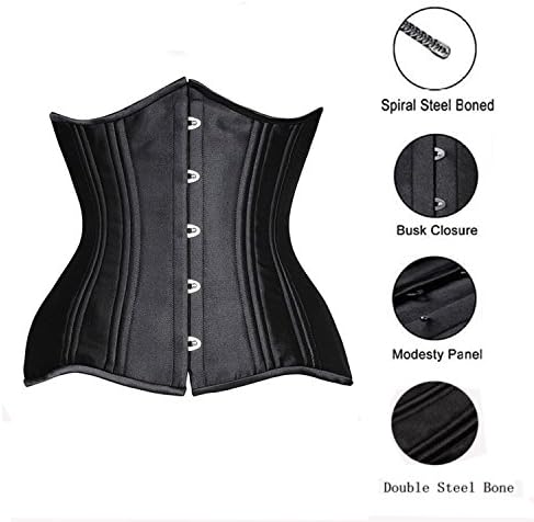 Womens Sports Breathable Rubber Shoulder Slimming Loss Weight Underbust Corset,Rapid Sweat Body Shaper Wear Latex Waist Trainer Cincher Girdle(BLACK CORSET, 3XL(Fit for Waist 35-36Inch))