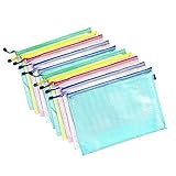10 Pcs Plastic Zip Document Filing Folder Bag Storage Pouch with A4 Size Paper, 10 Pcs 5 Colors Zippered Waterproof Reinforced PVC Bag Storage Pouch (Red, Blue, Yellow, Green, Clear)