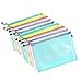 10 Pcs Plastic Zip Document Filing Folder Bag Storage Pouch with A4 Size Paper, 10 Pcs 5 Colors Zippered Waterproof Reinforced PVC Bag Storage Pouch (Red, Blue, Yellow, Green, Clear)
