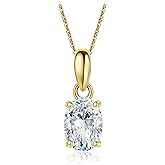 JewelryPalace Oval Cut 1ct 2ct Cubic Zirconia Solitaire Pendant Necklace for Women, 925 Sterling Silver Necklaces for Her, Classic Simulated Diamond Jewelry Set Gift, 18 Inches Chain