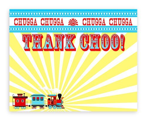 Train Party Thank You Cards - 10 Thank You Cards + 10 Envelopes