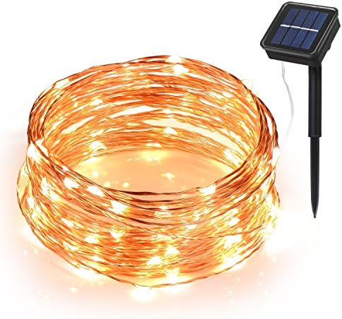 Ihomy Solar Powered String Lights, 33ft 100 LEDs Waterproof Fairy Lights, Outdoor/Indoor Starry Copper Wire Lights, Decoration Lights for Gardens, Home, Wedding, Party, Christmas
