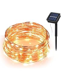 Ihomy Solar Powered String Lights, 33ft 100 LEDs Waterproof Fairy Lights, Outdoor/Indoor Starry Copper Wire Lights, Decoration Lights for Gardens, Home, Wedding, Party, Christmas