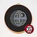 Death Star Cross Stitch Kit, 14 Count Black Aida, 6.5