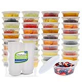 Freshware 40-Pack 8 oz Plastic Food Storage Containers with Airtight Lids - Restaurant Deli Cups, Foodsavers, Baby, Bento Lunch Box, 21 Day Fix, Portion Control, and  Meal Prep Containers