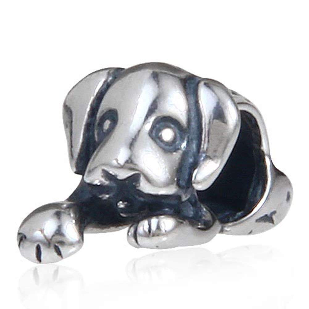 925 Sterling Silver Dog Charm Animal Charm Lucky Charm Birthday Charm for Pandora Charm Bracelet (Dog)