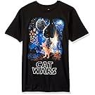 Goodie Two Sleeves Men's Humor Cat Wars Type Adult T-Shirt, Black, Medium