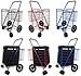Folding Shopping Cart DOUBLE BASKET SWIVEL Wheel Jumbo 360 Easy Rotation WITH FREE LINER AND CARGO NET by SCF (BLACK WITH BLACK LINER)