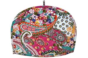 EKAVYA Paisley Print Decorative Tea Cosy Vintage Creative Printed Cotton Tea Cozy for teapot Indian Ethnic Tea Cozies Floral Hand Block Printed Kettle Cover Tea Pot Cozy for Keeping Warm (Rose Pink)